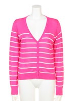 １６ゲージボーダーカーデ/クリームイエロー