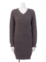 シャギーVネックニットワンピ/グレー