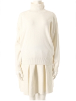 タートルネックニット×フレアニットスカートセットアップ/サックス