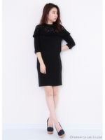 デコルテレースニットワンピース/キャメル