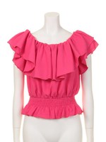 フリルシャーリングTOPS/ピンク