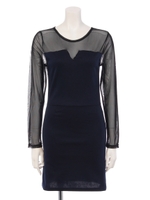 メッシュスリーブ切替ワンピース/NVY