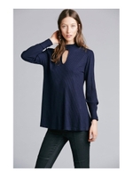 胸元カットリブトップス/イエロー系(034)