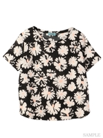 大花柄半袖PO/ブラック