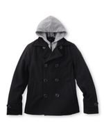 2WAYパーカーレイヤード風Pコート/ワインレッド(063)