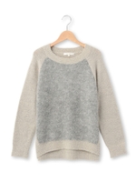 ふわもこ切り替えニットプルオーバー/オフホワイト(003)