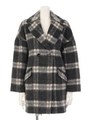 シャギーチェックコクーンコート/グレー