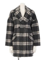 シャギーチェックコクーンコート/グレー