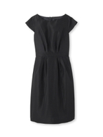 シャンタン風切り替えワンピース/ブラック(019)