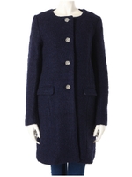 ビジューボタンノーカラーコート/サックス