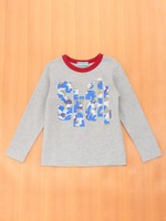 迷彩ロゴプリント長袖Tシャツ/杢グレー
