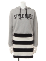 【ANAP】裏毛ドルマン切替ワンピース/GRY