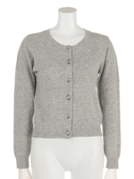 アンゴラ混12Gアクセントカラービジューカーディガン/ライトグレー