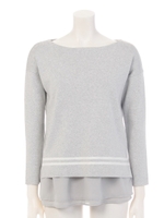 キャミ付ライン入りニットプルオーバー(ニット+キャミSET)/ライトグレー