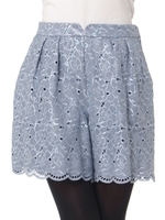 スエード刺繍キュロット/ライトブルー