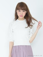 ドットスリーブニットプルオーバー/ホワイト