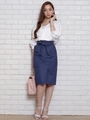 ラップ風タイトスカート(ネイビー)/ネイビー