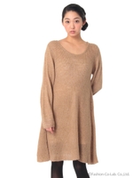 片畦編みニットワンピース/ベージュ