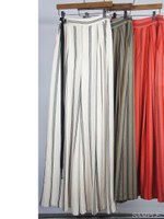 RAYON LINEN STRIPE PANTS/カーキ