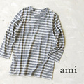 ami（アミ）スプラッシュボーダー7分袖Tシャツ［メンズ］