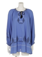 【Omekashi】刺繍チュニック/ブルー