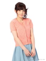 【Tralala】アイレット半袖カーディガン/ピンク