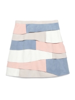 カラーブロックティアードスカート/GRN