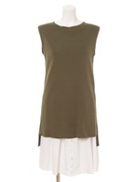 レイヤードニットワンピ/カーキ