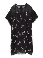 [Balcony and Bed]フラワーフロッキープリントワンピース/BEG