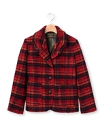 チェック柄ラペルデザインジャケット/ワインレッド(263)