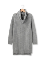 細ケーブルスヌード付きニットワンピース/ネイビー(093)