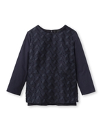 [L]グラフィカルジャカードブラウス/ネイビー(493)