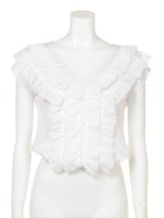 シフォンフリルＶネックノースリプルオーバー/オフホワイト