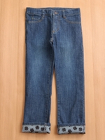 デニムストレートフル丈パンツ裾クローバーPT/ブルー