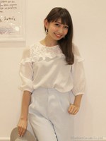 レース切替ガーリーブラウス/ホワイト