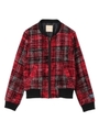 チェックジップアップブルゾン/レッド(262)