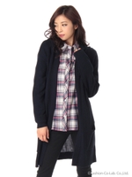 フードロングカーディガン/クロ