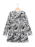 ローズプリントチュニックワンピース/グレー(112)