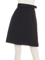 ダブルボタンベルト付きスカート/ネイビー