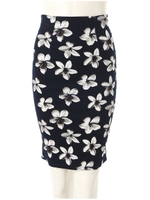 フラワータイトミディスカート/ネイビー