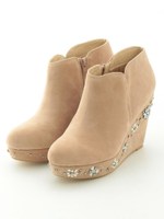 【camille bis RANDA】ビジューウェッジショートブーツ/PINKBEIGE