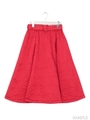 キルティングミモレスカート/レッド