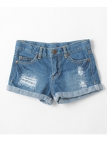 リペア加工デニムショートパンツ/ネイビー(093)