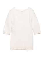 Vネックリブニットプルオーバー/BEG