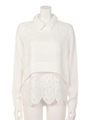 【LINE & DOT】LACE COMBI BLOUSE/WHITE LT