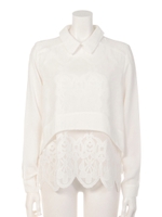 【LINE & DOT】LACE COMBI BLOUSE/WHITE LT