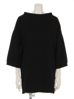 【Omekashi】裾スリットロングプルオーバー/ブラック