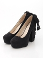 【goods】バックレースアップリボンパンプス/ブラック