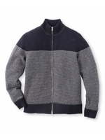 パネルボーダージップアップニット/ブルー系(394)