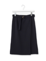 ベルテッドミモレ丈ラップ風スカート/オフホワイト(003)